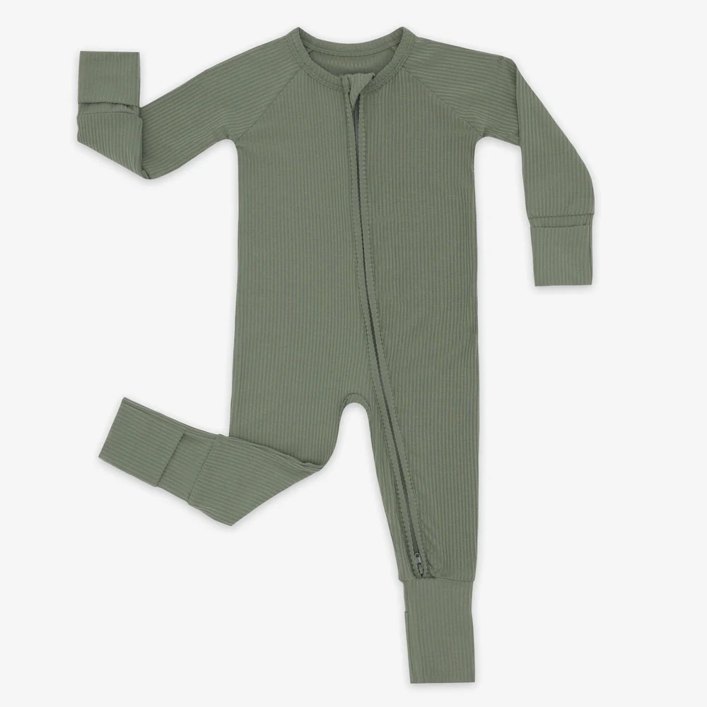 NWT Newborn Little Sleepies Moss Ribbed Zippy